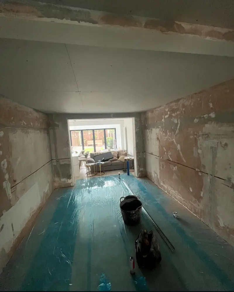 Through room stripped back and fully replastered
