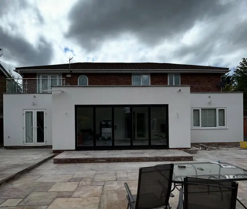 Rear extension finished in a clean white render