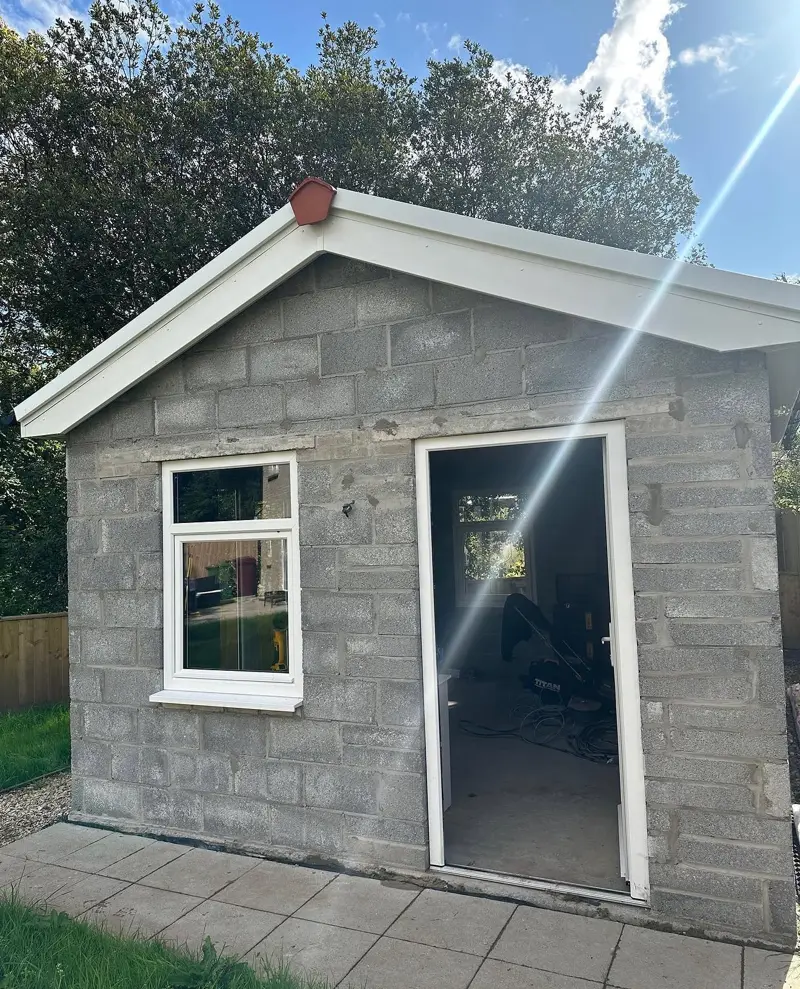 Blockwork garden room before rendering